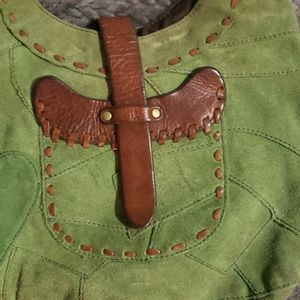 Lucky brand green leather and suede purse